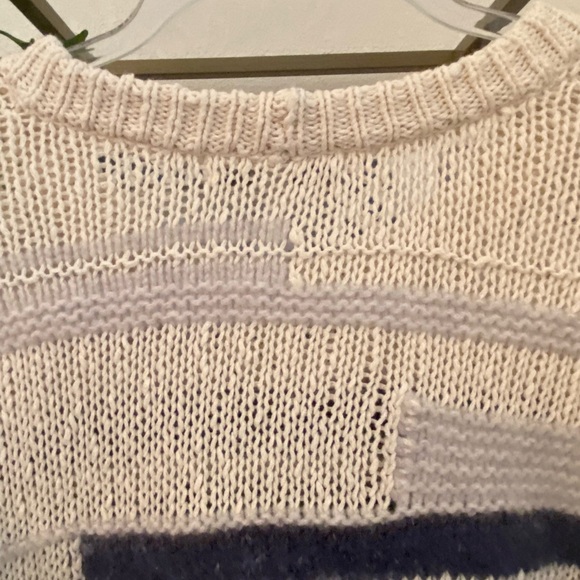 Madewell sweater sz L blue and beige striped & dots(knos) crew neck preworn - Picture 9 of 11